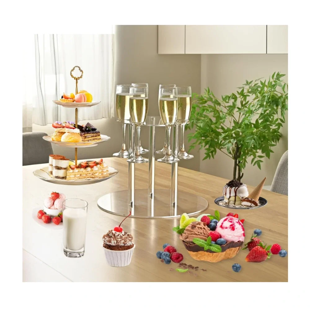 Champagne Tower Acrylic 3 Tier Display Rack Stand with 28 Slots Flute Holder NEW